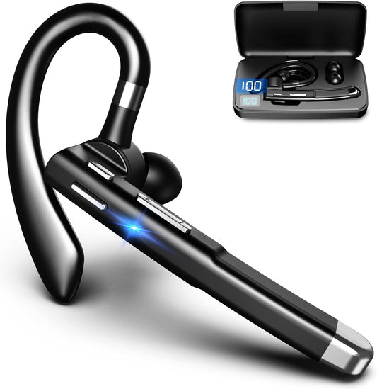 Hsility Bluetooth Headset for Cell Phones 500Hrs Standby Time with LED Charging Case 270 Degrees Rotatable Mic Hands Free Bluetooth 5.1 Version