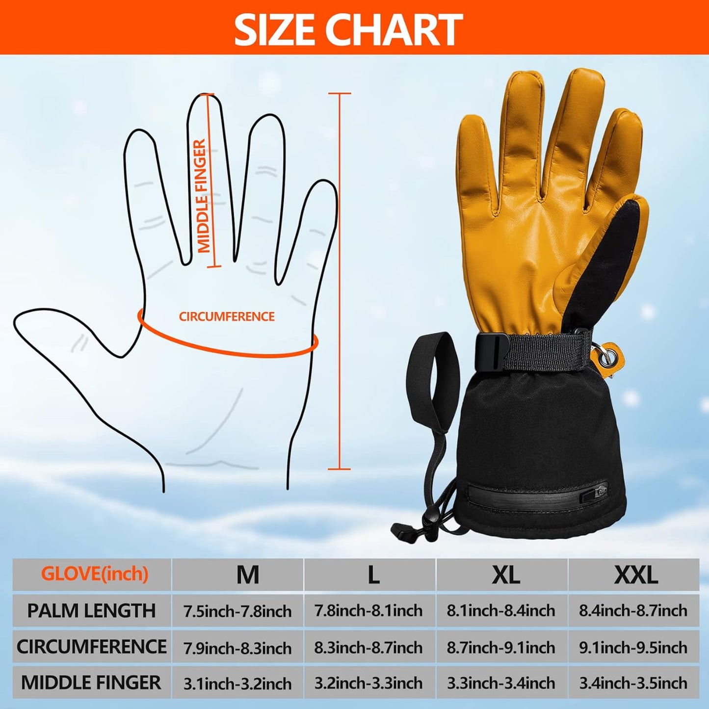 Hsility Heated Gloves for Men Rechargeable Automatic Thermostat Motorcycle Gloves Waterproof for Hiking /Fishing/ Skiing/ Camping
