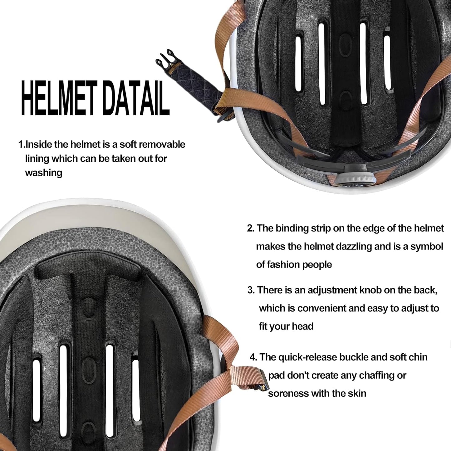 Bike Helmet for Men Women,Adult Bike Helmet with USB Rechargeable Rear Light Adjustable Bicycle Cycling Helmets Urban Commuter Helmet Scooter Skate Helmet Size 56-61cm