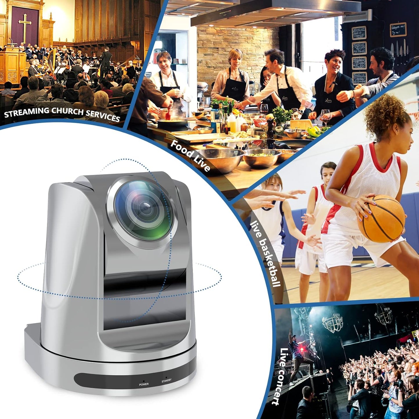 Hsility PTZ Camera 1080P 60fps 30x 3G-SDI HDMI Live Streaming Camera for Church Worship Events School Hospital Conference Broadcast